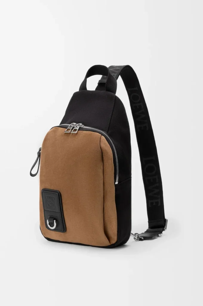 Sac Flex en toile et daim Noir/Or foncé