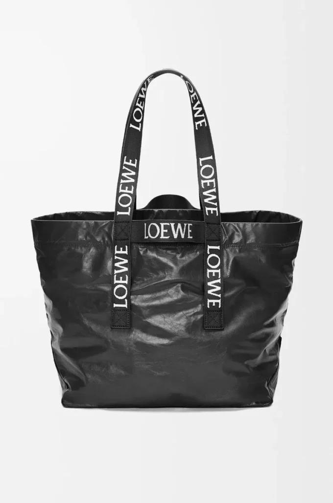 Sac Fold Shopper en cuir de veau papier Noir Sac Fold Shopper en cuir de veau papier Noir
