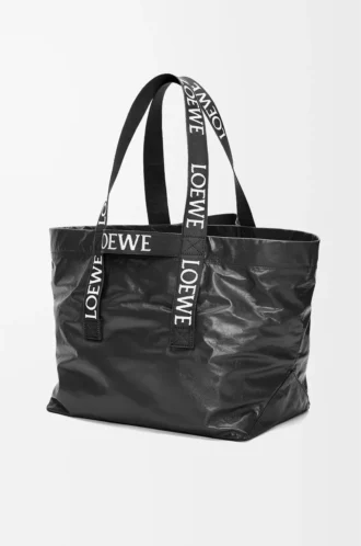 Sac Fold Shopper en cuir de veau papier Noir