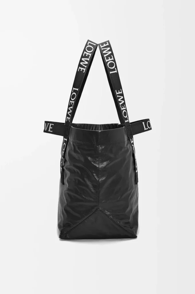 Sac Fold Shopper en cuir de veau papier Noir Sac Fold Shopper en cuir de veau papier Noir