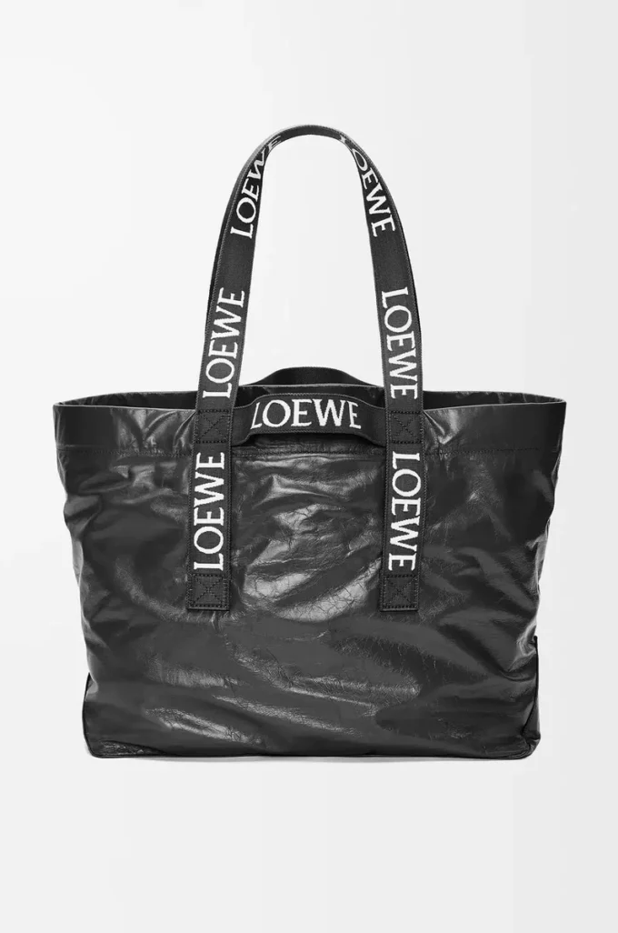 Sac Fold Shopper en cuir de veau papier Noir Sac Fold Shopper en cuir de veau papier Noir