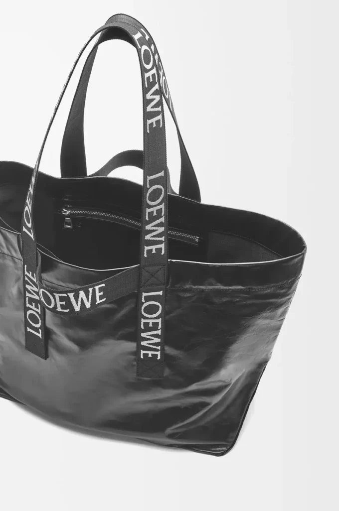 Sac Fold Shopper en cuir de veau papier Noir Sac Fold Shopper en cuir de veau papier Noir