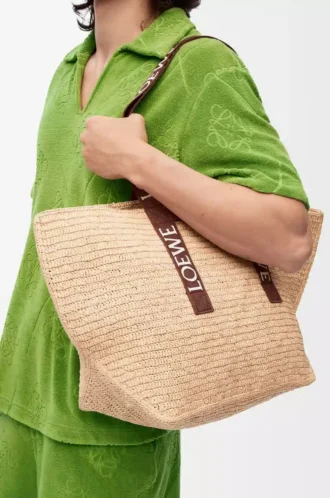 Sac Fold Shopper en raphia Naturel/Tan