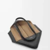 Sac fourre-tout Puzzle Fold moyen horizontal en cuir de veau grainé souple Noir