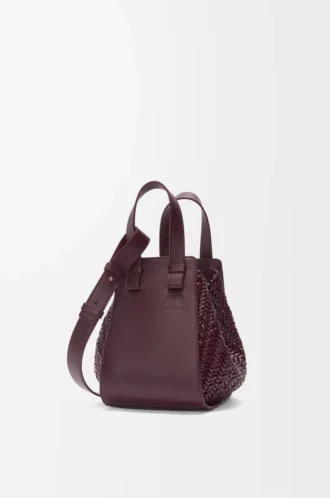 Sac Hammock compact en cuir de veau bordeaux foncé