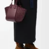 Sac Hammock compact en cuir de veau bordeaux foncé