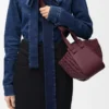 Sac Hammock compact en cuir de veau bordeaux foncé