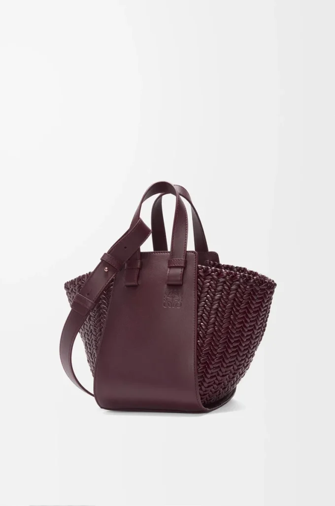 Sac Hammock compact en cuir de veau bordeaux foncé