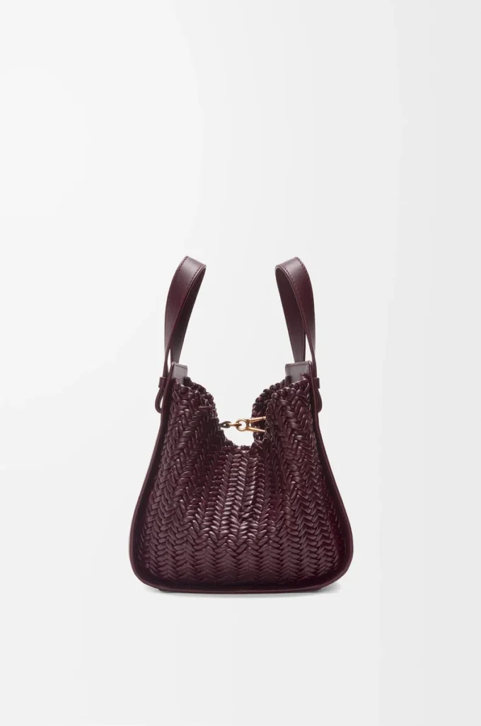 Sac Hammock compact en cuir de veau bordeaux foncé