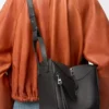 Sac Hammock compact en cuir de veau classique Noir