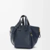 Sac Hammock compact en cuir de veau grainé souple Bleu marine foncé