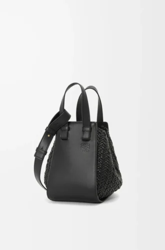 Sac Hammock compact en cuir de veau Noir