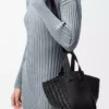 Sac Hammock compact en cuir de veau Noir