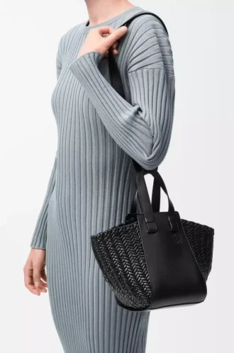 Sac Hammock compact en cuir de veau Noir