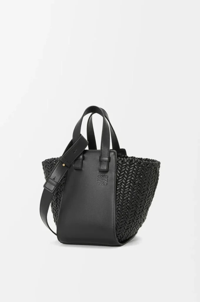 Sac Hammock compact en cuir de veau Noir