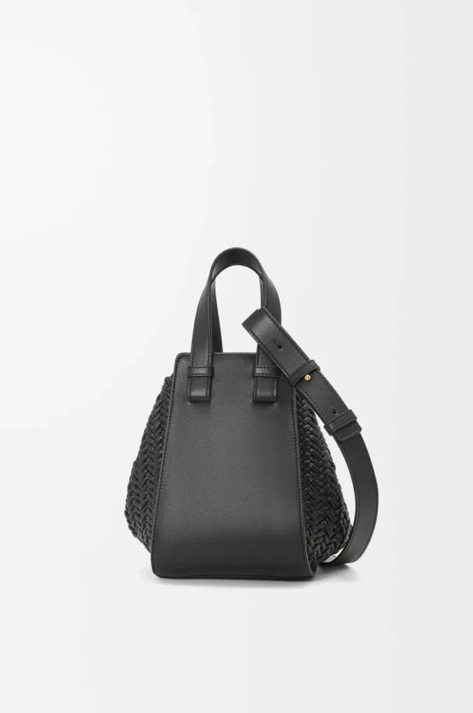 Sac Hammock compact en cuir de veau Noir