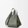 Sac Hammock compact en daim et cuir de veau classique Kaki/Vert