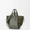 Sac Hammock compact en daim et cuir de veau classique Kaki/Vert