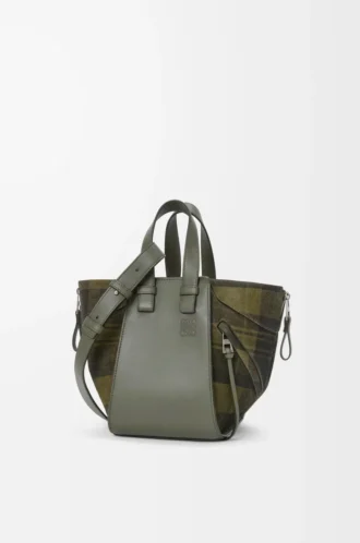 Sac Hammock compact en daim et cuir de veau classique Kaki/Vert