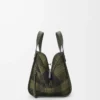Sac Hammock compact en daim et cuir de veau classique Kaki/Vert