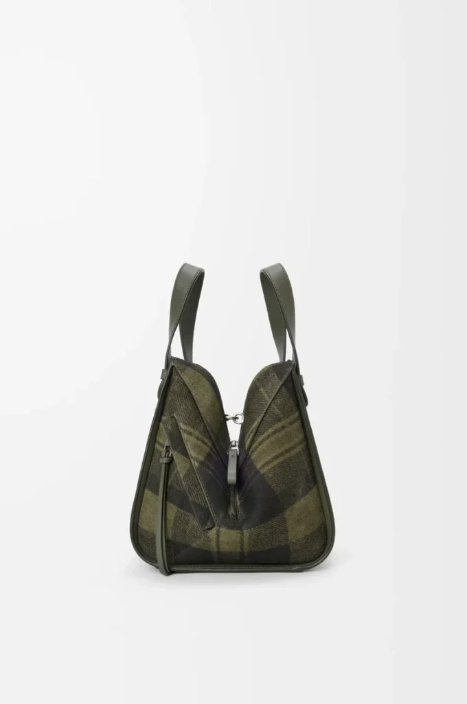 Sac Hammock compact en daim et cuir de veau classique Kaki/Vert