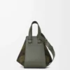 Sac Hammock compact en daim et cuir de veau classique Kaki/Vert