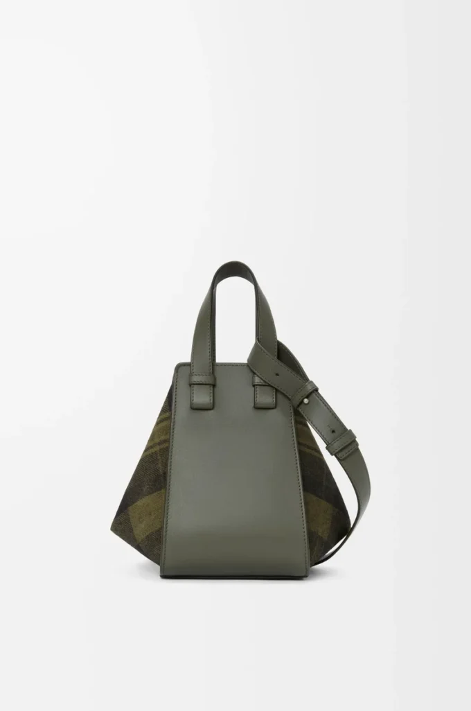 Sac Hammock compact en daim et cuir de veau classique Kaki/Vert
