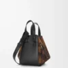 Sac Hammock compact en daim et cuir de veau classique Tan/Noir
