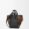 Sac Hammock compact en daim et cuir de veau classique Tan/Noir