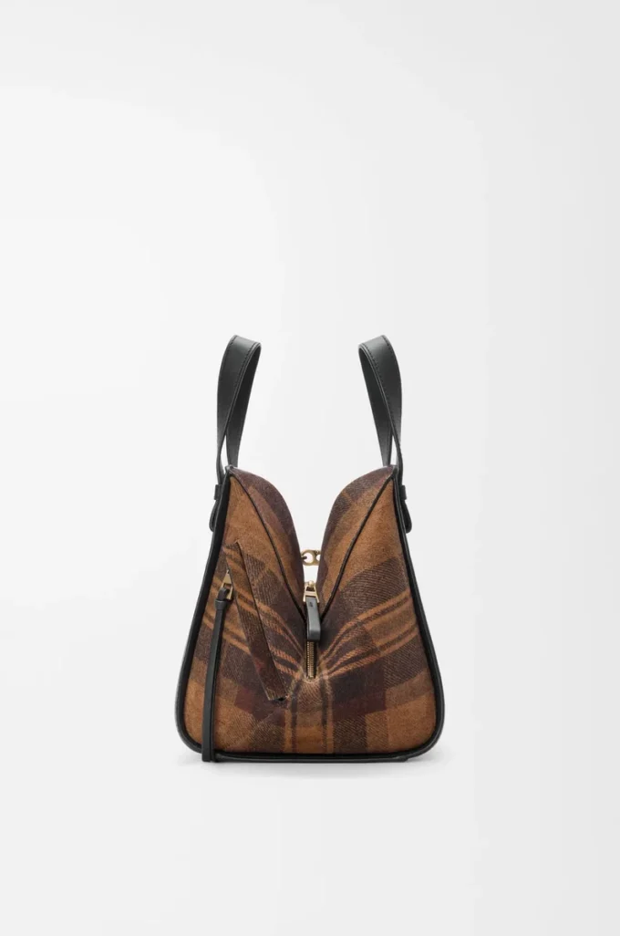 Sac Hammock compact en daim et cuir de veau classique Tan/Noir