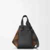 Sac Hammock compact en daim et cuir de veau classique Tan/Noir