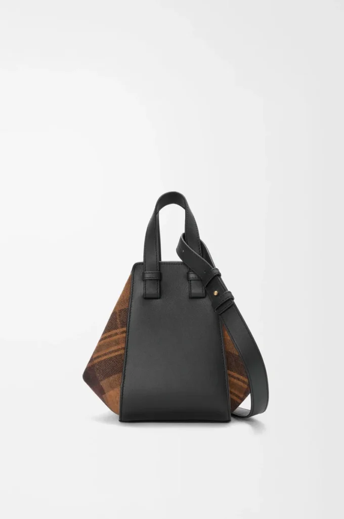 Sac Hammock compact en daim et cuir de veau classique Tan/Noir