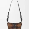 Sac Hammock compact en daim et cuir de veau classique Tan/Noir