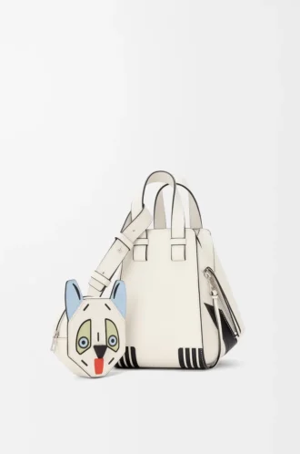 Sac Hammock compact Futurist Cat en cuir de veau classique Soft White
