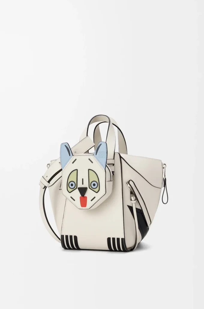 Sac Hammock compact Futurist Cat en cuir de veau classique Soft White