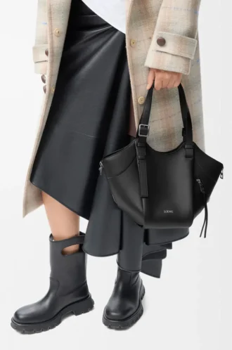 Sac Hammock Flip en cuir de veau classique noir
