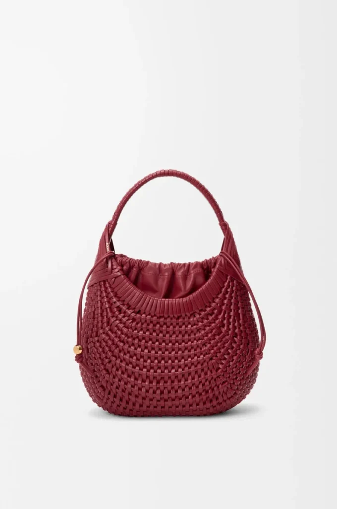 Sac hobo Diamond en cuir de veau Cherry