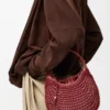 Sac hobo Diamond en cuir de veau Cherry
