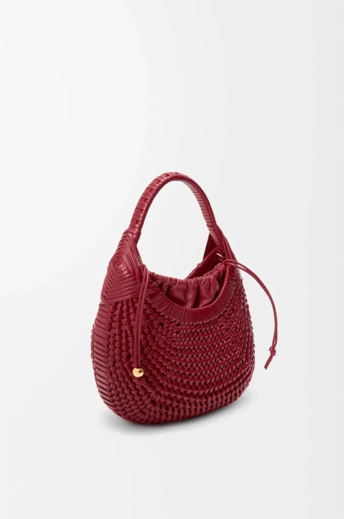 Sac hobo Diamond en cuir de veau Cherry