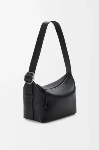 Sac hobo Loop en cuir de veau grainé souple Noir