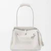 Sac Madrid moyen en cuir de veau grainé souple blanc cassé