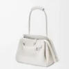 Sac Madrid moyen en cuir de veau grainé souple blanc cassé