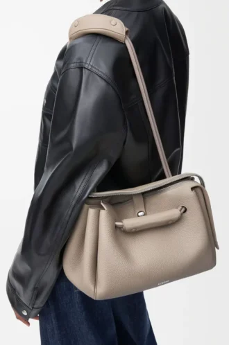 Sac Madrid moyen en cuir de veau grainé souple Clay