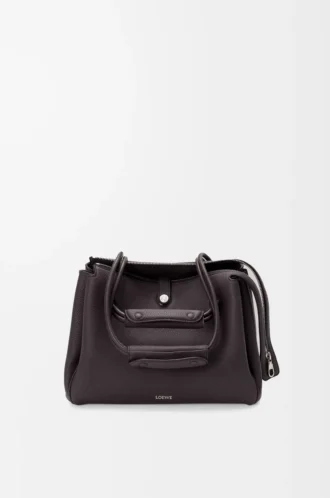 Sac Madrid moyen en cuir de veau grainé souple Dark Ebony