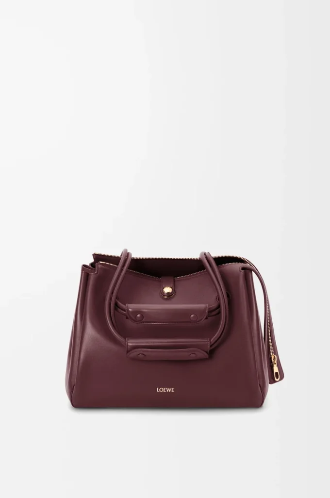 Sac Madrid moyen en cuir de veau souple Dark Burgundy
