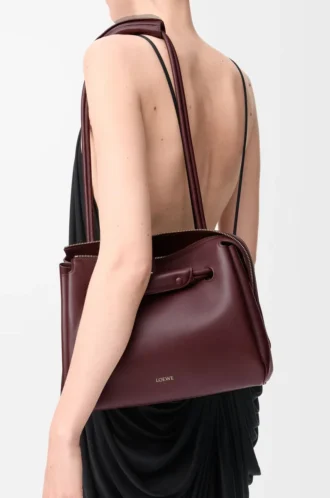 Sac Madrid moyen en cuir de veau souple Dark Burgundy
