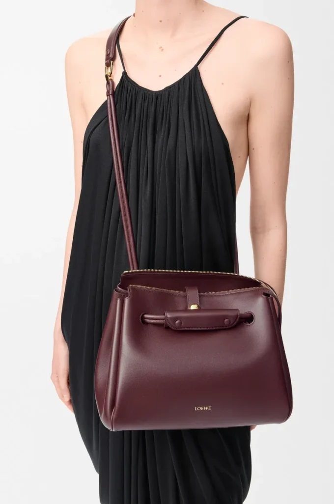 Sac Madrid moyen en cuir de veau souple Dark Burgundy