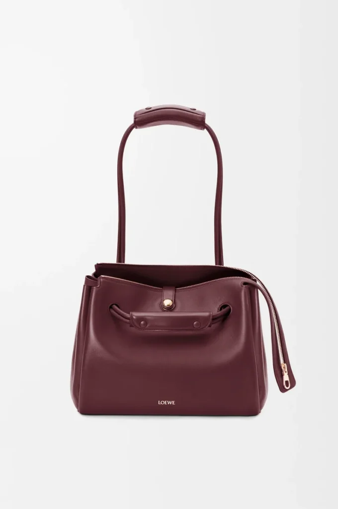 Sac Madrid moyen en cuir de veau souple Dark Burgundy