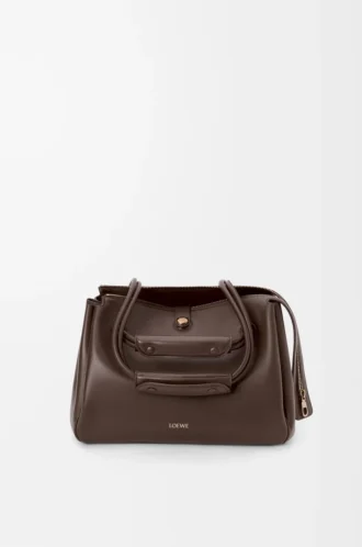 Sac Madrid moyen en cuir de veau souple marron foncé