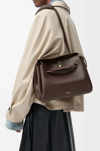 Sac Madrid moyen en cuir de veau souple marron foncé